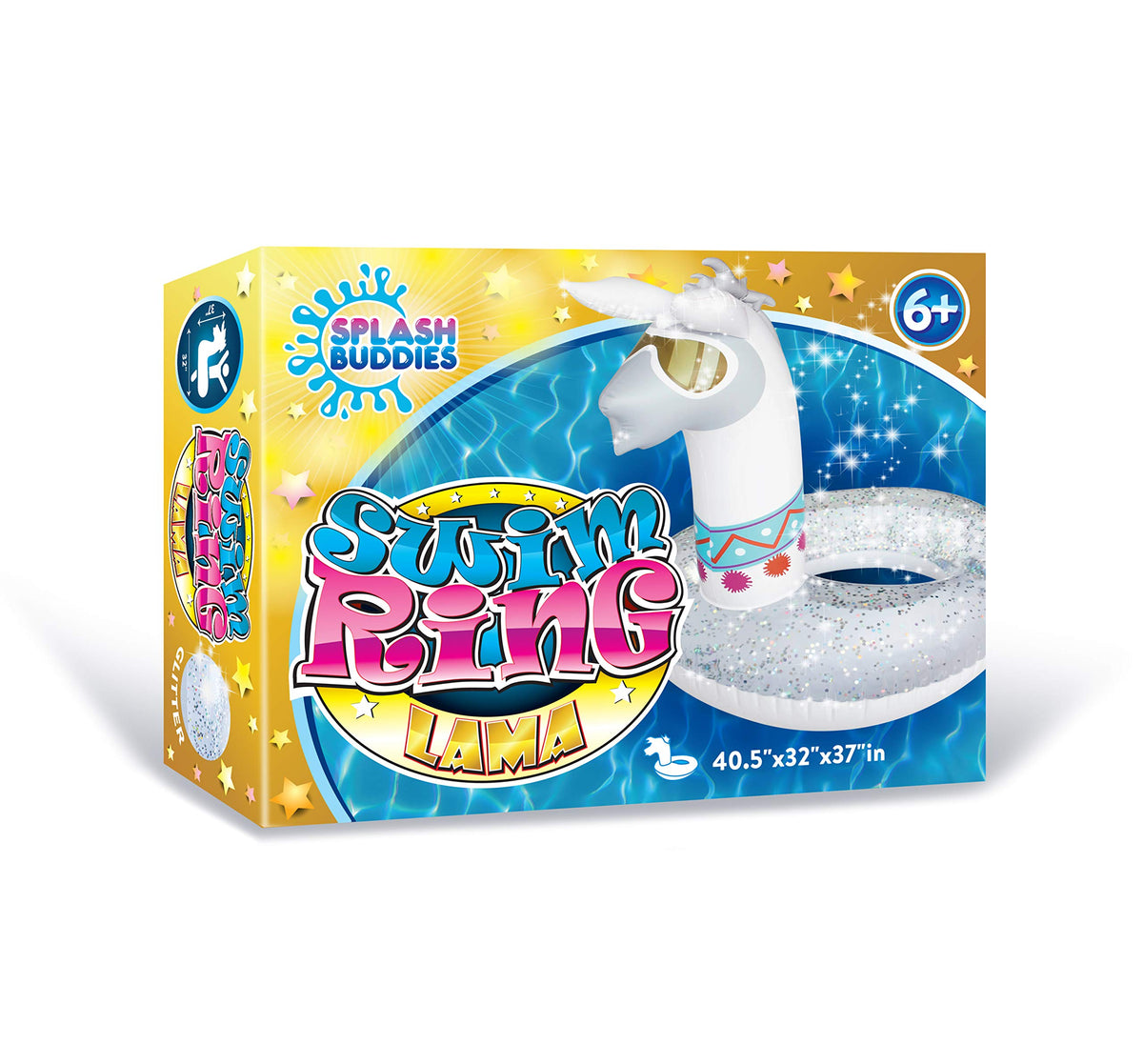 Splash Buddies Pool Float Glitter Inflatable Swim Ring - Fun Beach and Water Toy Lounge for Kids, Adults Alike