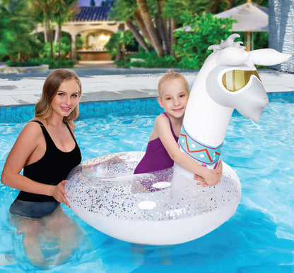 Splash Buddies Pool Float Glitter Inflatable Swim Ring - Fun Beach and Water Toy Lounge for Kids, Adults Alike