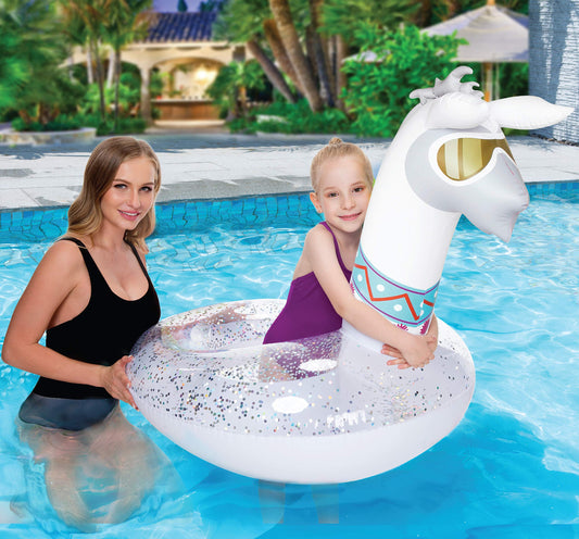 Splash Buddies Pool Float Glitter Inflatable Swim Ring - Fun Beach and Water Toy Lounge for Kids, Adults Alike