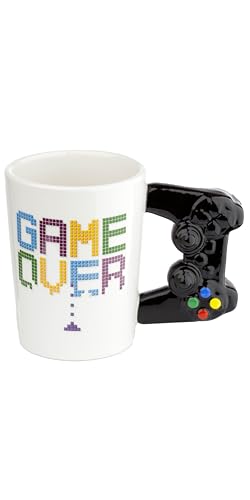 Puckator Game Over Game Controller Ceramic Shaped Handle Tea Coffee Mug - Funny Home Accessories Cute Gifts for Girlfriend Large Mugs for Men Women Hot Drinks Cups Presents Secret Santa Gift Cup Set